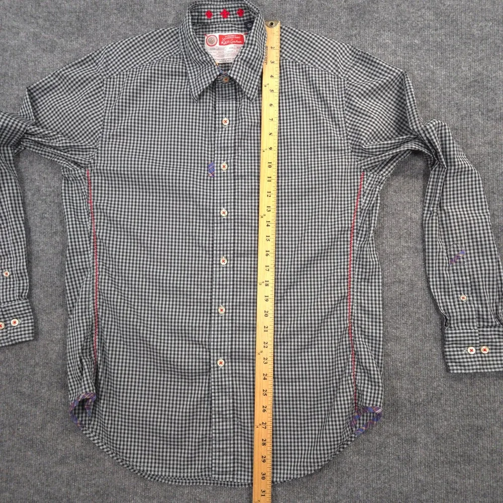 Robert Graham Shirt Mens M Gray Black Gingham Check Long Sleeve Button Up Preppy